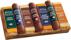 The Wisconsin Cheeseman Meat and Cheese Combo - Featuring Italian, Original and Garlic Summer Sausages, Colby, Brick, Sharp Cheddar, and Monterey Charcuterie Boards, Charcuterie Gift Basket Set