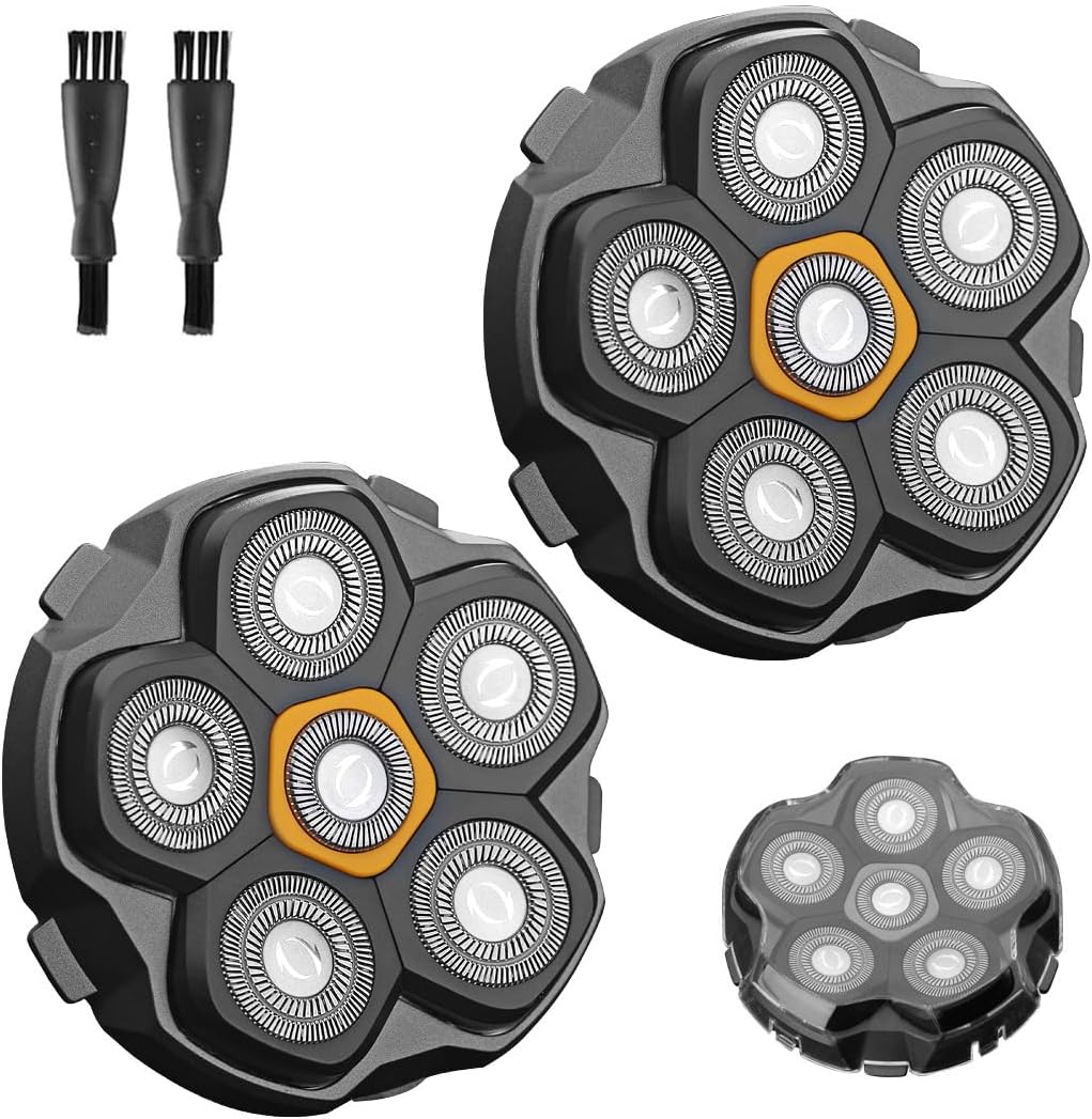 2 pcs Half of the 6 Blade Magnetic Replacement Shaving Head， Head shaver replacement heads
