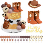 Cowboy Cake Topper - 39 pcs Cowboy Cake Decorations Include Cowboy Hat and Boot Balls for Western Cowboy Birthday Baby Shower Party Decorations
