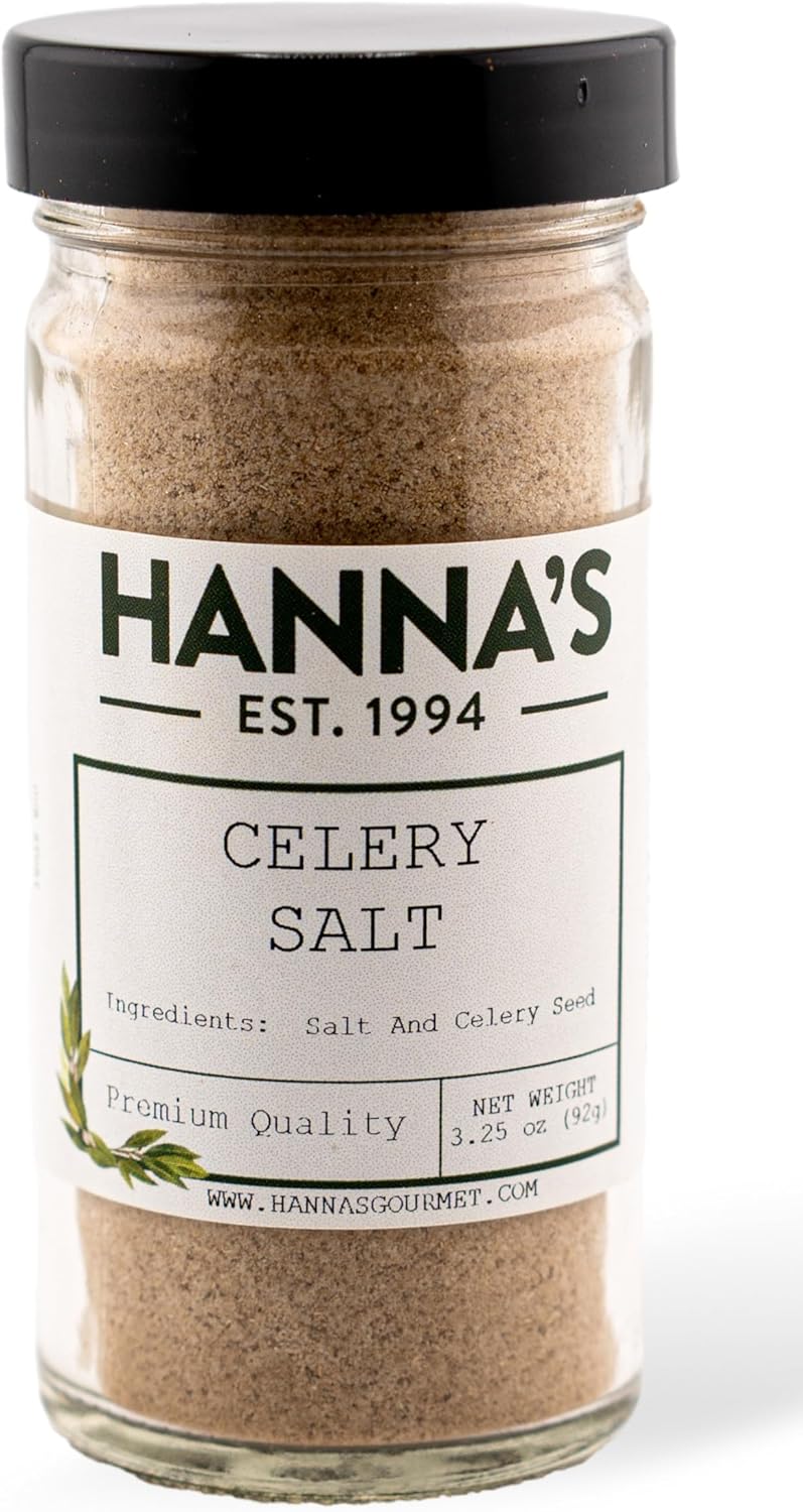 Hanna's Celery Salt, Premium Quality, 4 fl oz Glass Jar