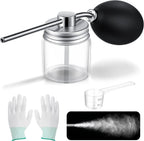 Qualirey 1 Pack Diatomaceous Round Food Grade Bulb Duster, Powder Duster About 2oz, Powder Dispenser, Home Applicator, Puffer Sprayer for Multi Purpose Indoor and Outdoor Use (Silver)