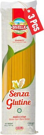 Divella Gluten Free Spaghetti, 16 oz. (Pack of 3) - Authentic Italian Gluten Free Pasta Made with Maize and Rice Flour, Perfect 'Al Dente' Texture for Every Dish