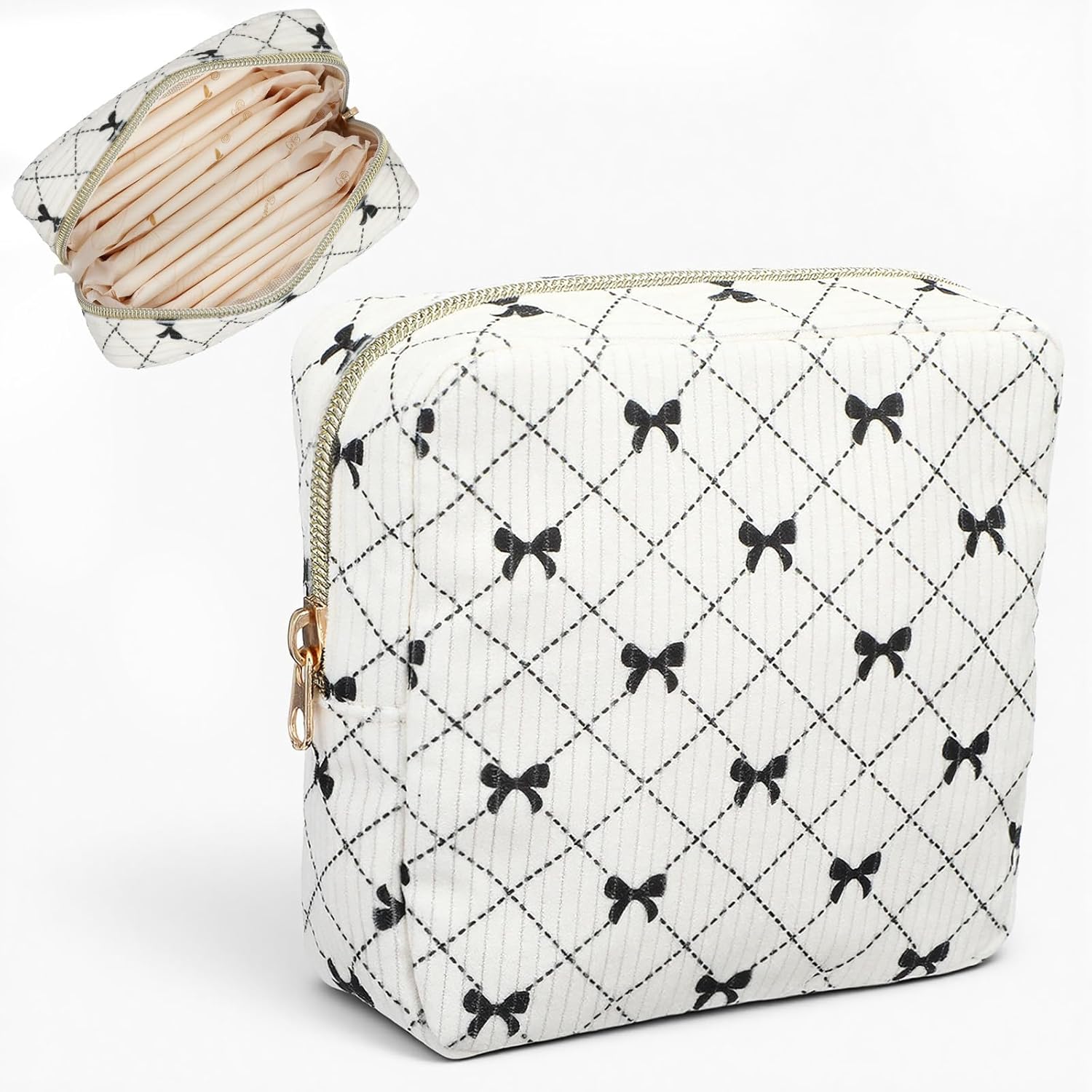 Corduroy Sanitary Napkin Storage Bag with Zipper, Cute Period Bag Pouch, Portable Tampon Holder for Purse that Can Hold Sanitary Napkins, Panty Liners, Tampons, and Menstrual Cups