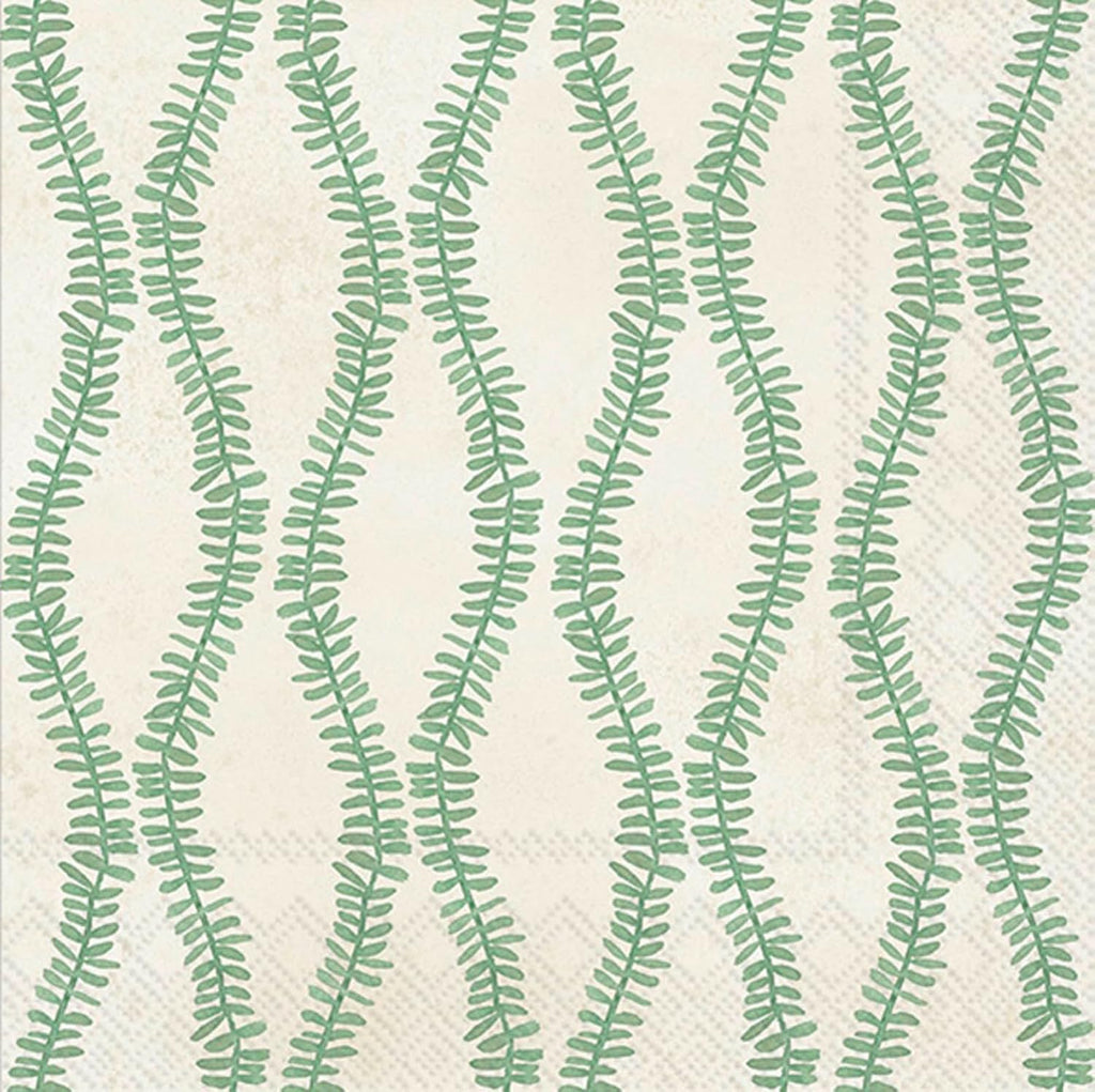 IHR Ideal Home Range Cocktail Napkins Disposable 3-Ply Paper Party Napkin Pack, 5" x 5", Leaf And Stem (Green), 20-Count