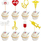 Nurse Cupcake Toppers, 24 PCS Glitter Nurses Week Cupcake Picks, Nursing School Graduation Food Picks Cupcake Toppers Cake Decorations for National Nurse Day Nursing Graduation Congrats Party Supplies