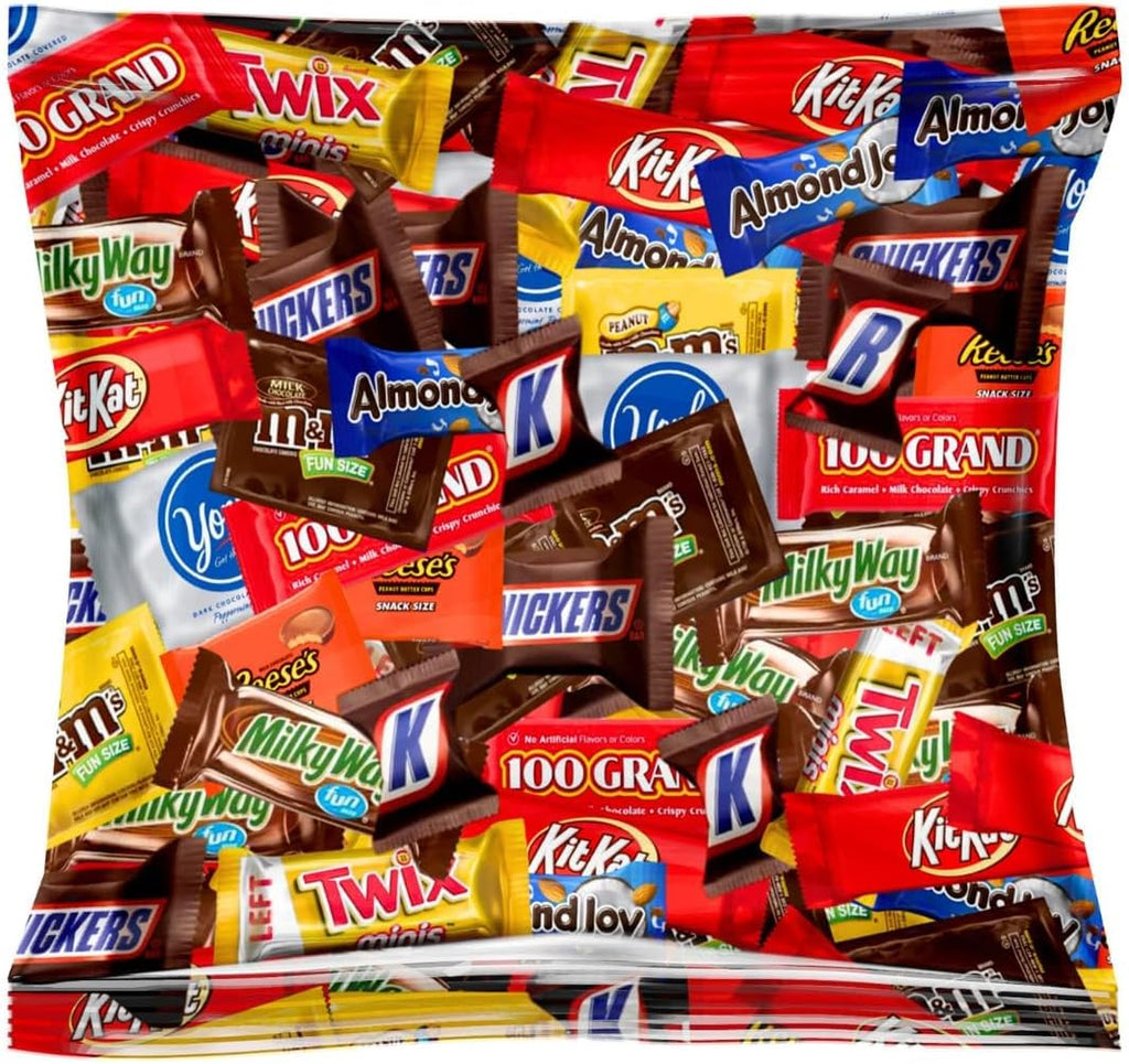 Bulk Chocolate Candy Mix – Individually Wrapped Fun Size Chocolate Bars & Treats Assortment – Caramel, Peanut Butter, Wafer & Milk Chocolate Favorites – Great for Sharing & Gifting (32 Ounces)