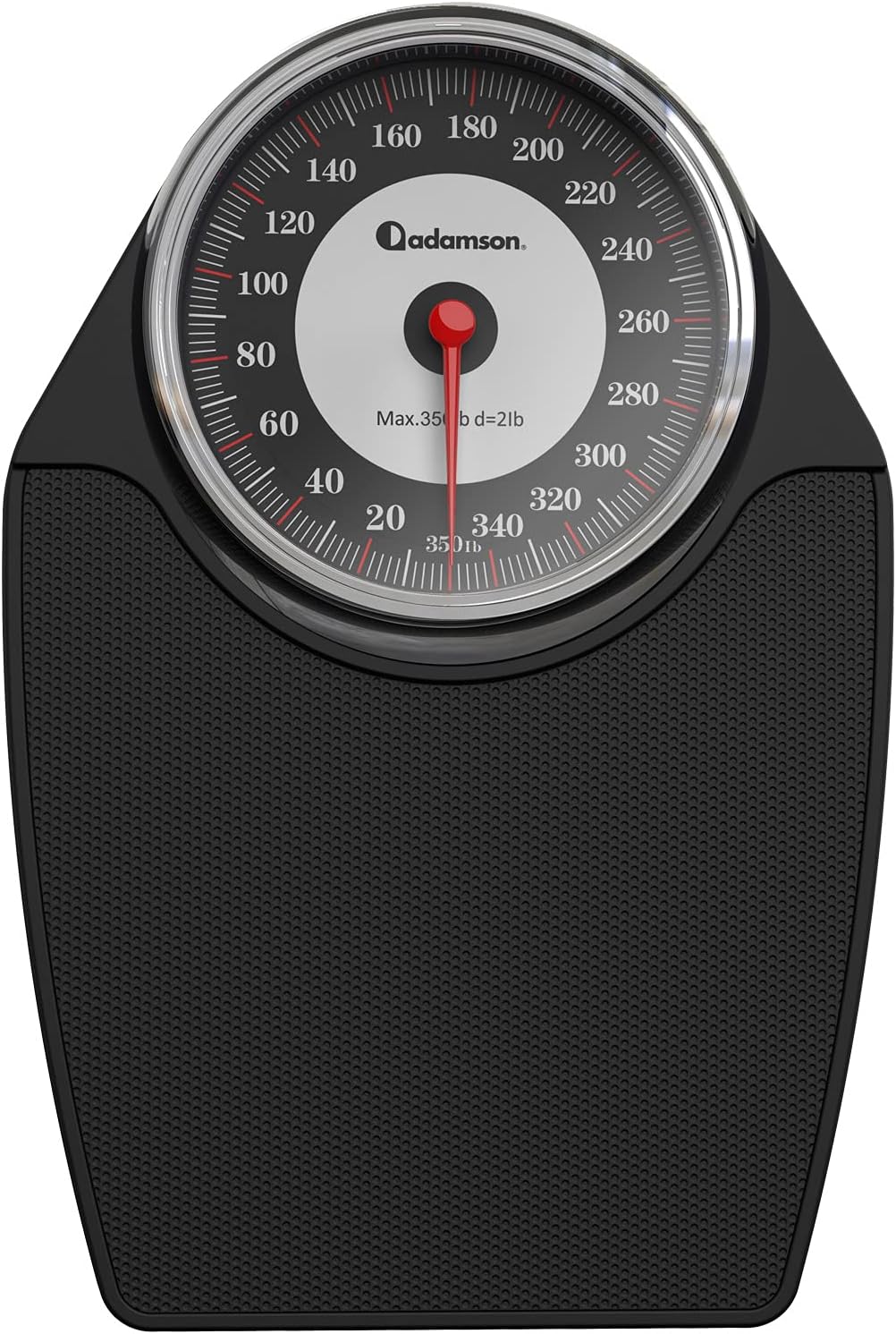 Adamson A24 Scales for Body Weight - Up to 350 LB - New - Anti-Skid Rubber Surface Extra Large Numbers - High Precision Bathroom Scale Analog - Durable with 20-Year Assurance - Black