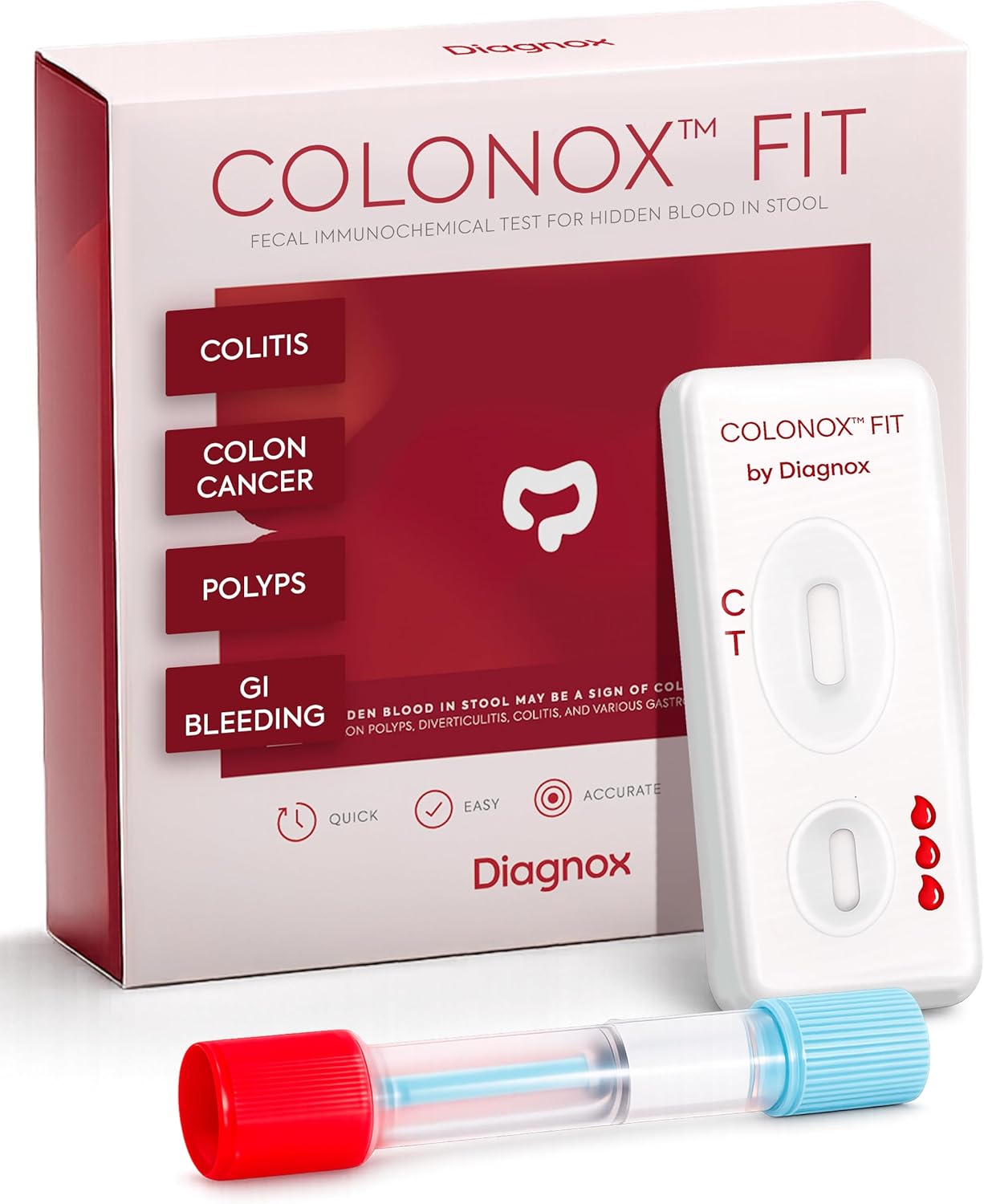 COLONOX At-Home Colon Screening Test Kit – Easy to Use Fecal Occult Blood (FIT or FOB) Colon Test for Early Detection (1 Test)