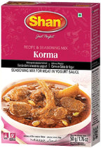 Shan Korma Recipe and Seasoning Mix 1.76 oz (50g) - Spice Powder for Traditional Meat in Yogurt Sauce - Suitable for Vegetarians - Airtight Bag in a Box