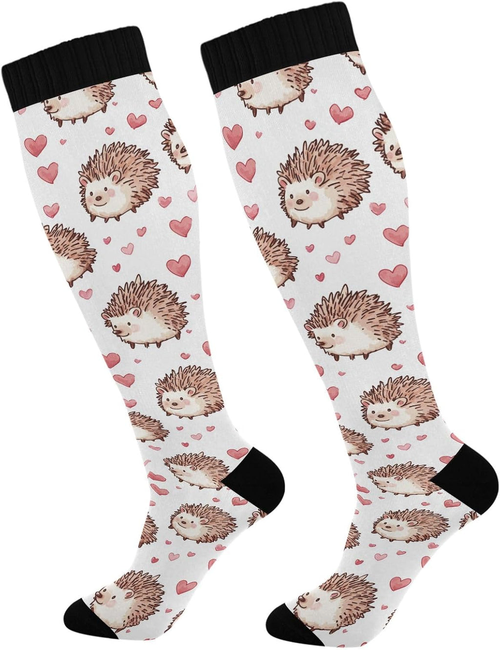 Wusikd Heartbeat Rhythm Compression Socks for Women and Men Circulation Red Long Socks for Athletic Running 1