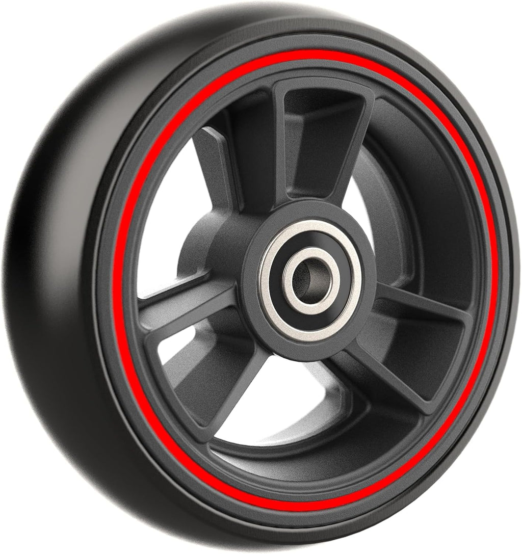 W434, 4 X 1.4 inch, Solid, PU Wheels, Wheelchair Casters, Nylon Rim, one Pair (Red)