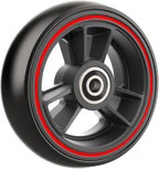 W434, 4 X 1.4 inch, Solid, PU Wheels, Wheelchair Casters, Nylon Rim, one Pair (Red)