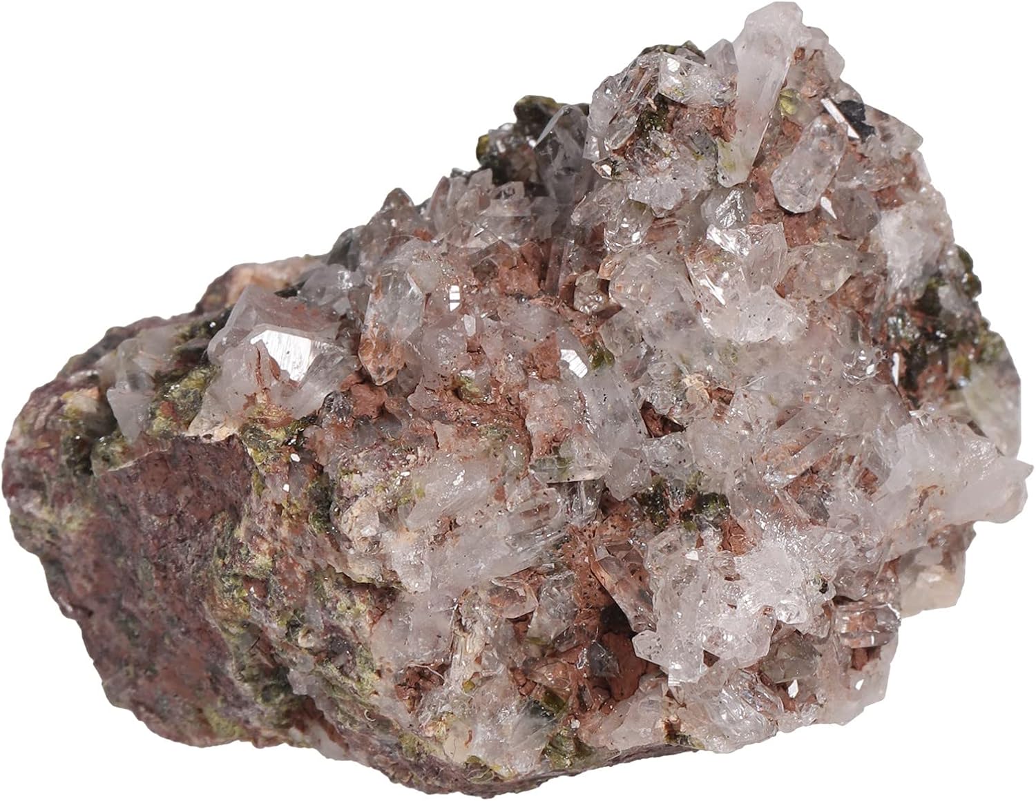 mookaitedecor Natural Epidote with Druzy Crystal Quartz Cluster, Mineral Raw Stone Specimen Ornament for Reiki Healing Home Decor, 10-50g