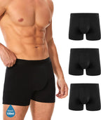 YESWEL Men's Incontinence Underwear, Leak Proof Washable Reusable Cotton Boxer Brief, Heavy Flow Bladder Leak 3 Pack (Black, Large)