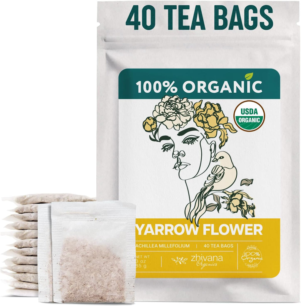 Organic Yarrow Tea (40 Tea Bags) - Support Immune Function, Digestion, Relaxation - Women's Tea for Healthy Cycle and Emotional Balance - Te de Milenrama