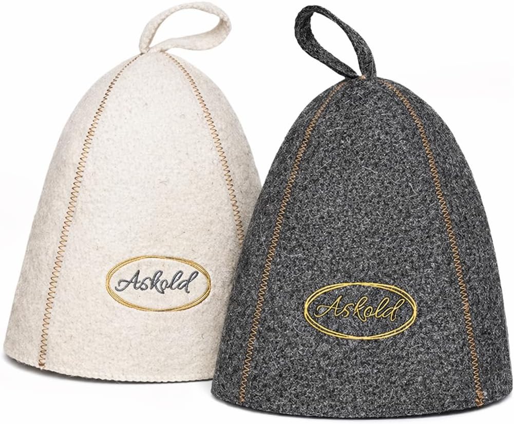 ASKOLD 2pcs Sauna Hats Wool, Sauna Hat for Men Wool Sauna Hat Banya Hat for Men Sauna Cap for Men, Sauna Hat Cap for Women