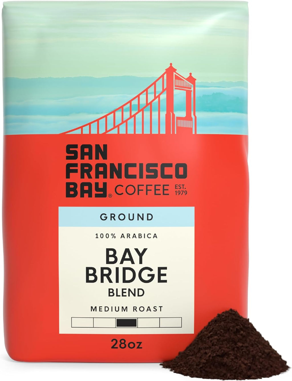San Francisco Bay Ground Coffee, Bay Bridge Blend (28 oz Bag), Medium Roast Coffee