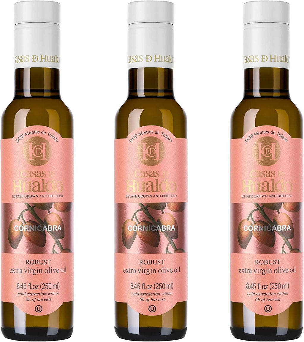 Casas De Hualdo, Cornicabra Extra Virgin Olive Oil, Imported From Spain (250 ML Pack of 3)