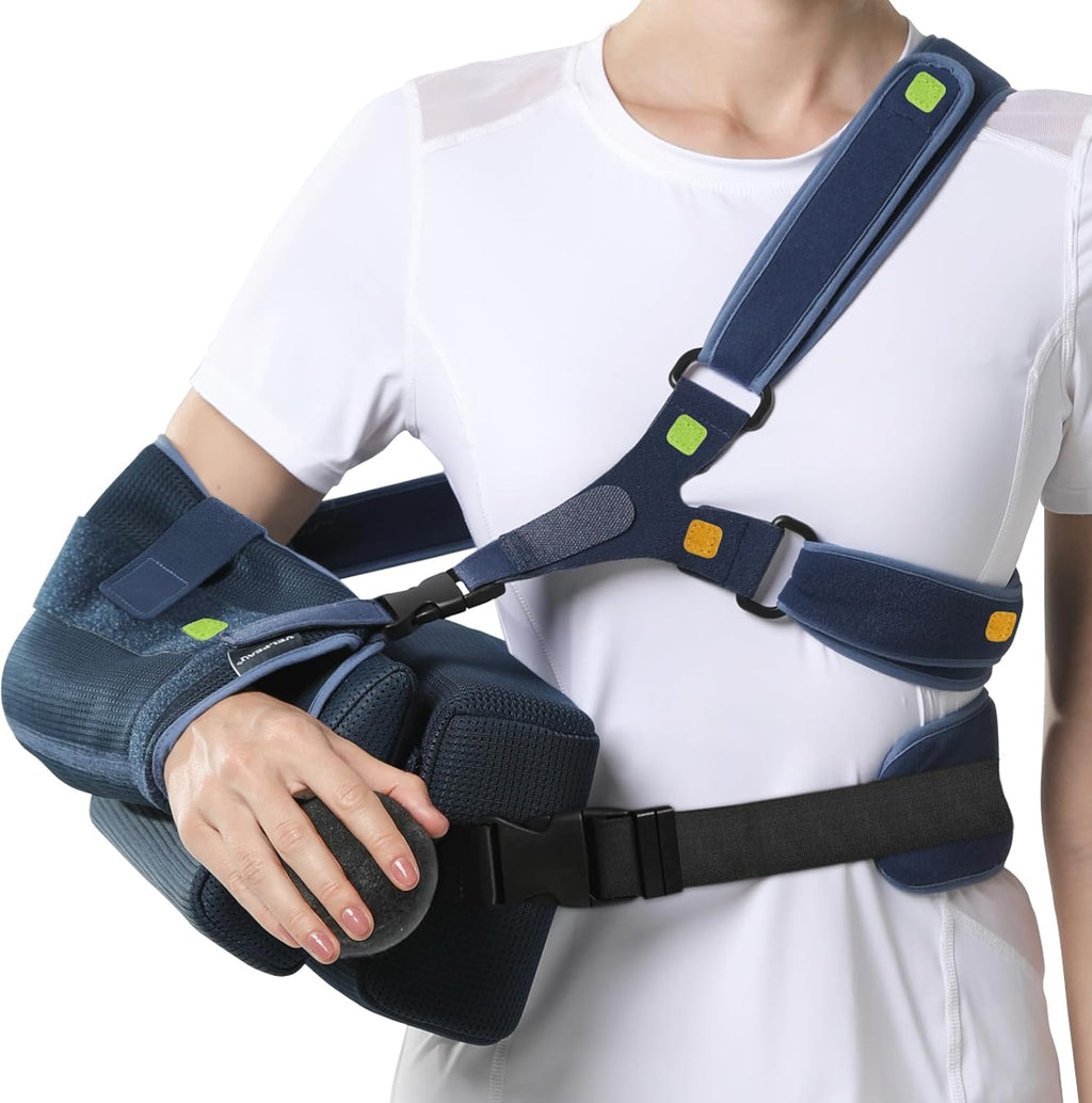 Velpeau Shoulder Abduction Sling with Two Removable Pillows, Shoulder Immobilizer Strap for Sleeping, Rotator Cuff Surgery, Medical Sling for Women & Men, Fits Left & Right Arm (L, Bust ﹥41″)