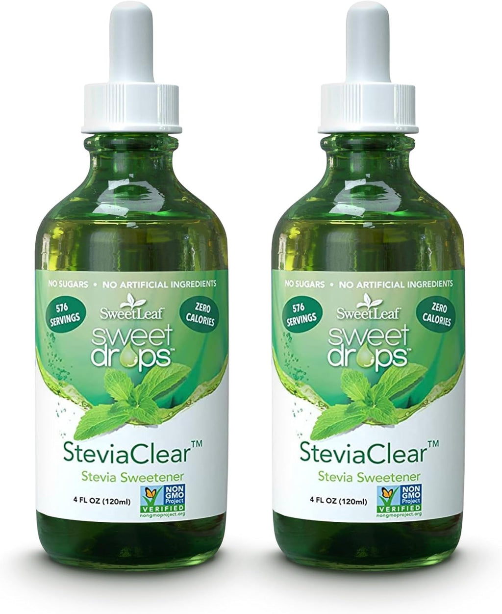 SweetLeaf Sweet Drops - Flavored Stevia Liquid Sweetener, Organic Extract, Zero Calorie, Gluten Free, Keto Friendly, Non GMO, Natural Flavor, Sugar Alternative- Stevia Clear, 4 Fl Oz (Pack of 2)