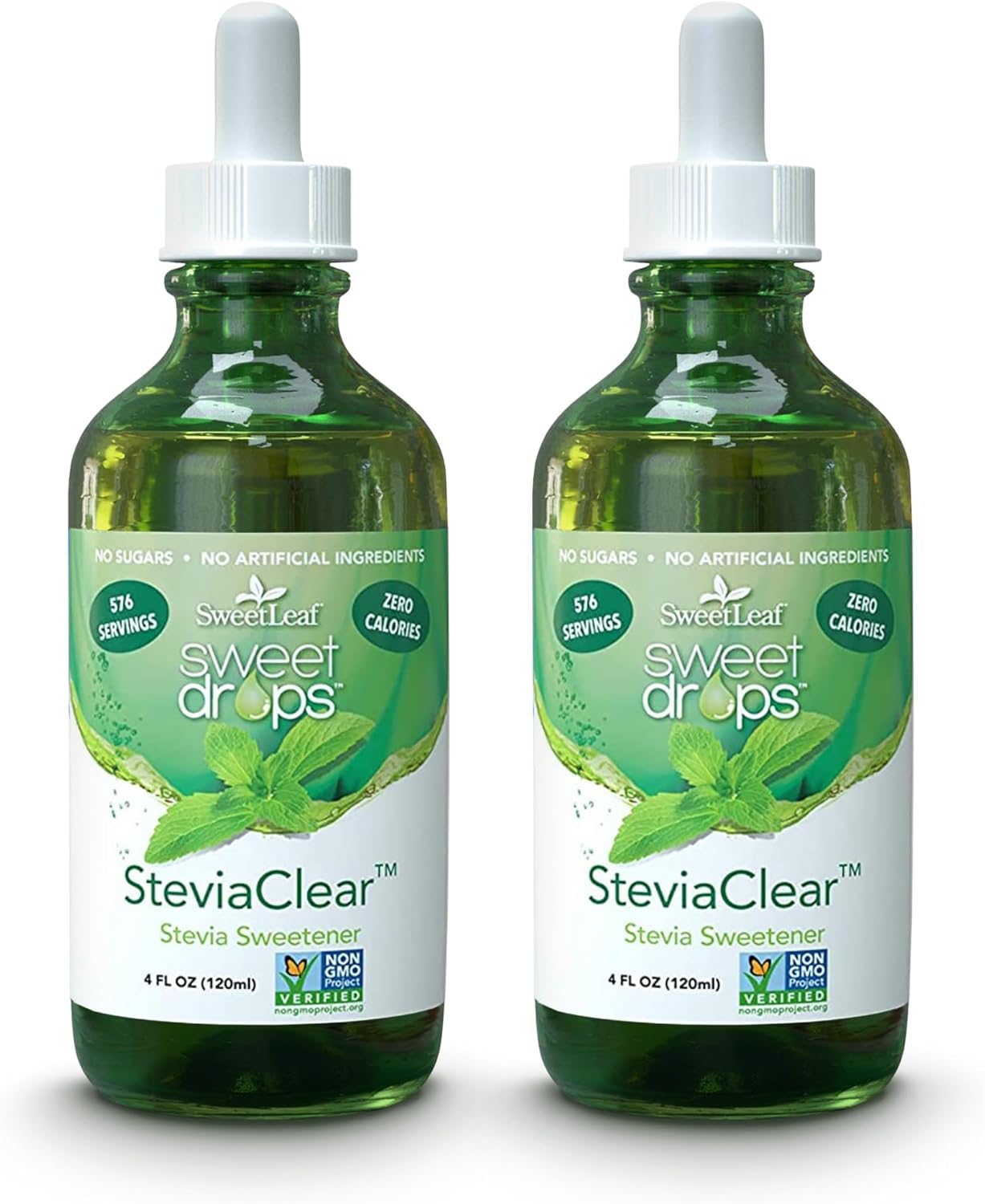 SweetLeaf Sweet Drops - Flavored Stevia Liquid Sweetener, Organic Extract, Zero Calorie, Gluten Free, Keto Friendly, Non GMO, Natural Flavor, Sugar Alternative- Stevia Clear, 4 Fl Oz (Pack of 2)