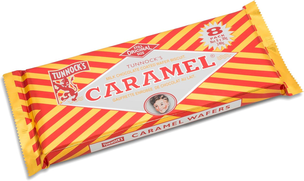 Tunnock's Real Milk Chocolate Caramel Wafers 8 Pack of 30g (Pack of 1)