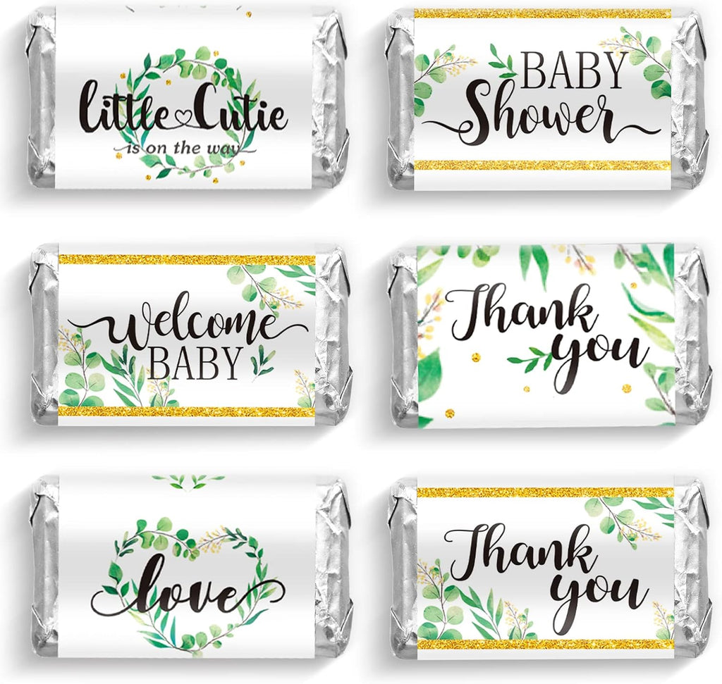 Clabby Baby Shower Candy Wrappers, Mini Candy Bar Miniatures Wrappers Chocolate Bar Label Stickers for Boys Girls Kids Baby Shower Decor (No Candy)