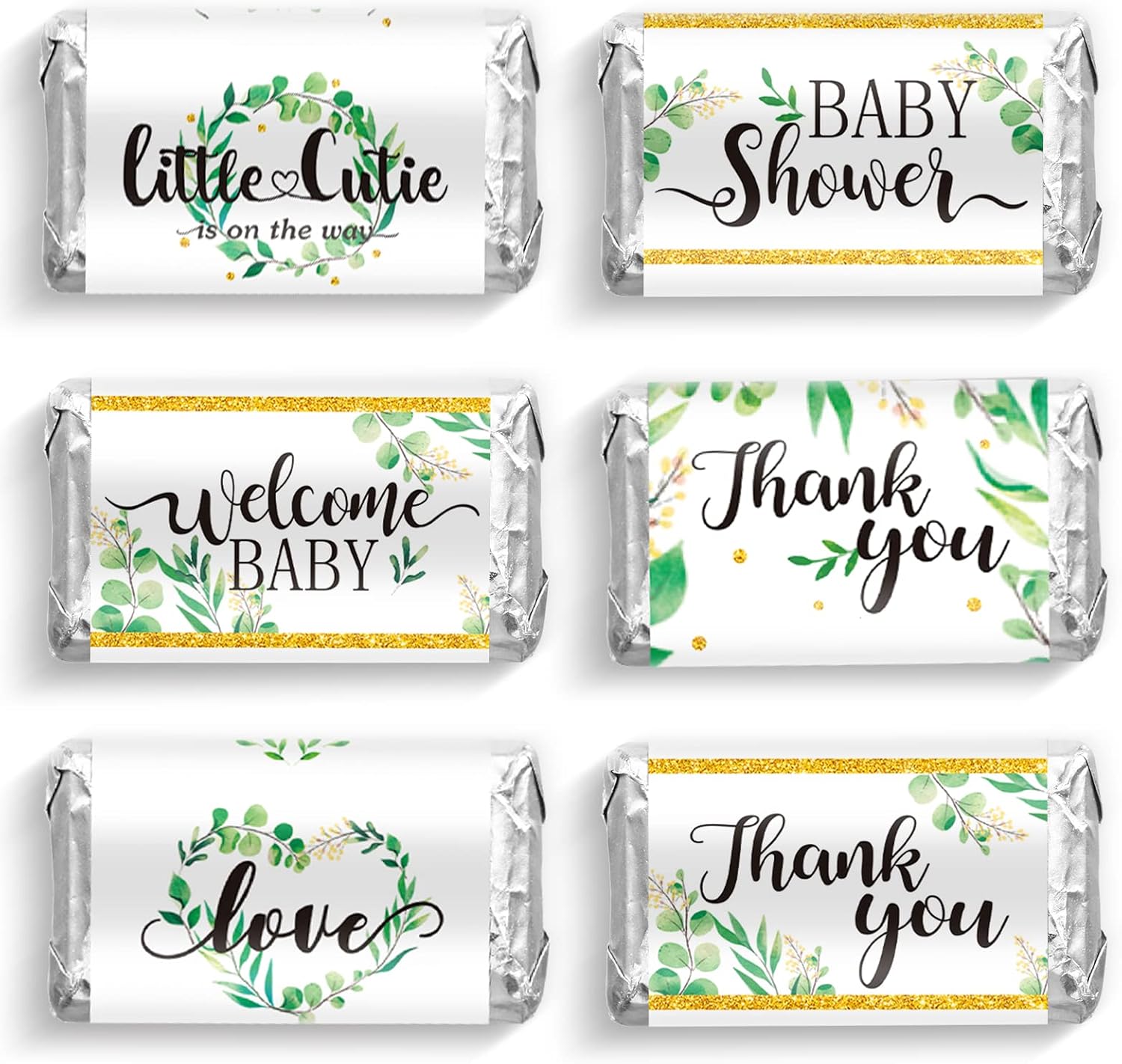 Clabby Baby Shower Candy Wrappers, Mini Candy Bar Miniatures Wrappers Chocolate Bar Label Stickers for Boys Girls Kids Baby Shower Decor (No Candy)