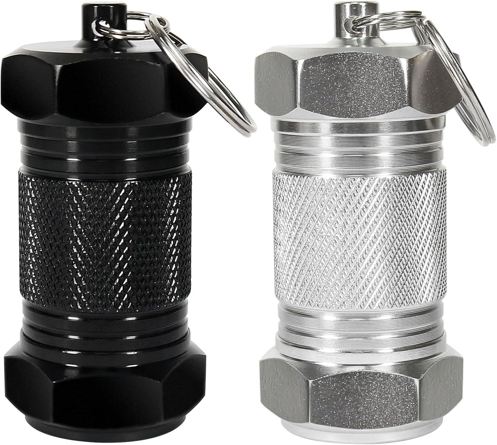 Shintop 2PCS High Capacity Aluminum Container Keychain Waterproof Pill Container