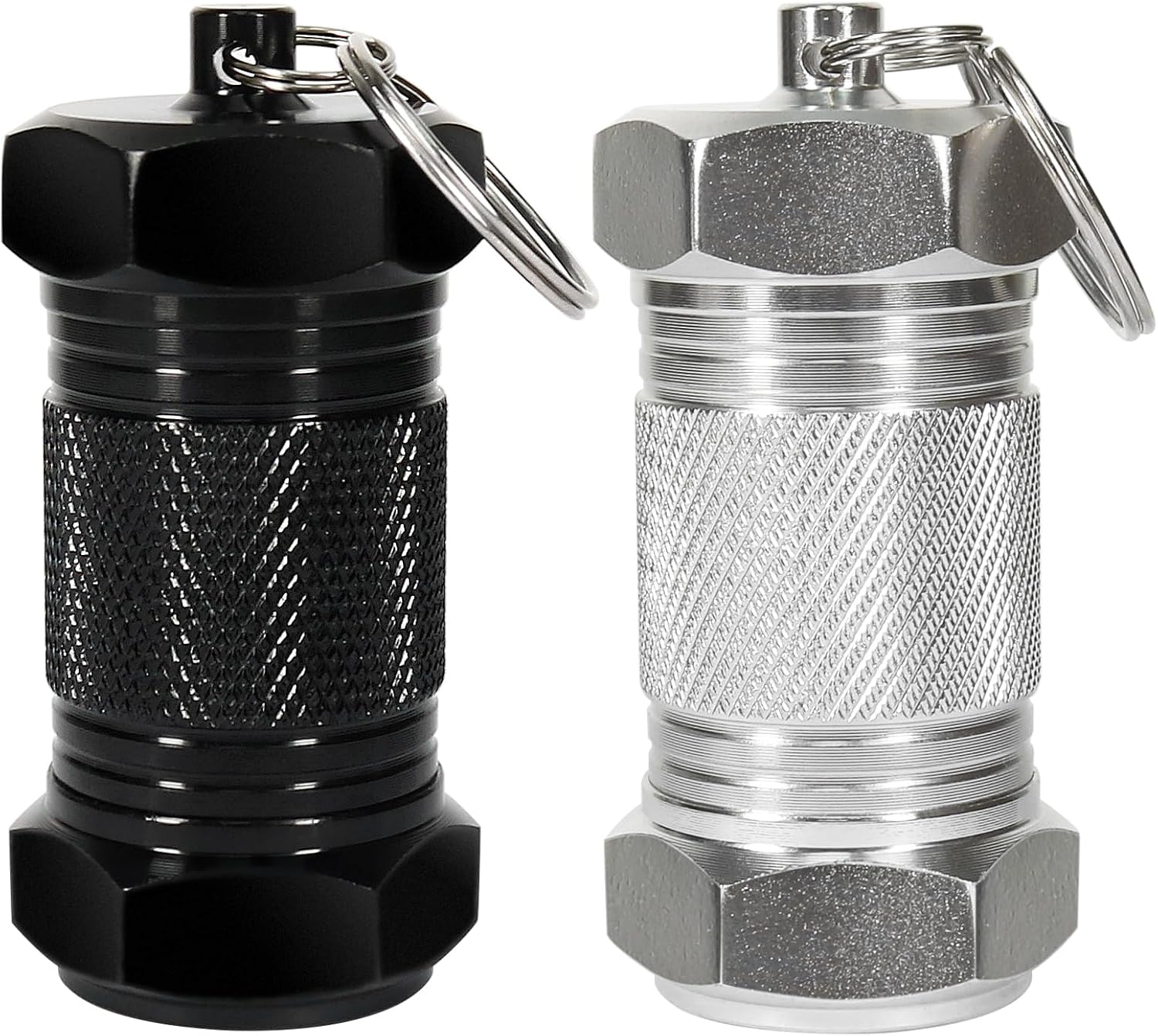 Shintop 2PCS High Capacity Aluminum Container Keychain Waterproof Pill Container