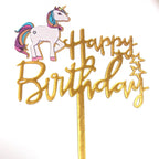 Cake Topper Colour Acrylic Unicorn With Happy Birthday Decorations Party Favor Cake Accessory Gift 2005-CL (Pack of 1)