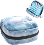Sanitary Napkin Storage Bag,Period Bag,Pad Bag,Beautiful White Snow Landscape,Period Pouch