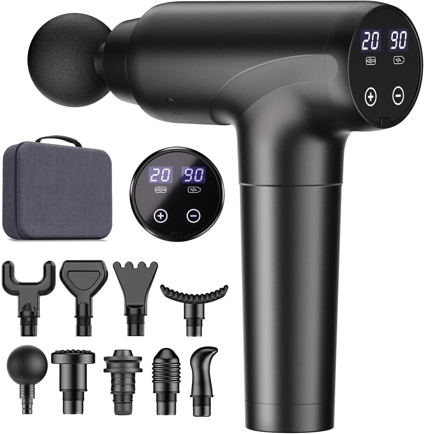 cotsoco Massage Gun Deep Tissue, Muscle Massage Gun with 9 Attachment Heads 20 Speeds & Silent Brushless Motor for Pain Relief, Handheld Percussion Back Massager Gun, Gifts for Men Women(Black)