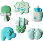 Royal Icing Decorations, Baby Boy, Gender Reveal Party, Baby Shower Edible Kosher Decorations for Cakes and Cupcakes, Cookies and Pastries, 48 Count by Global Sugar Art