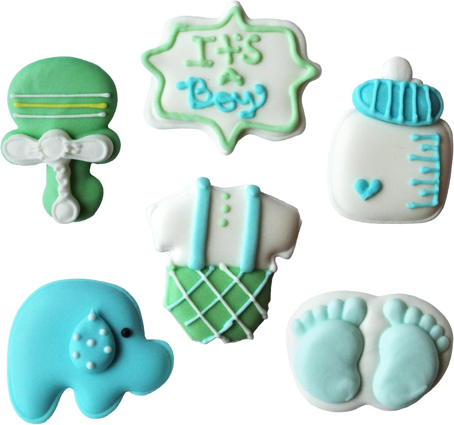 Royal Icing Decorations, Baby Boy, Gender Reveal Party, Baby Shower Edible Kosher Decorations for Cakes and Cupcakes, Cookies and Pastries, 48 Count by Global Sugar Art