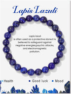 8mm Healing Crystal Bracelet for Women Handmade Natural Stone Bracelets Semi-Precious Gemstone Bracelets Stretch Crystal Beaded Bracelets Healing Gifts for Women