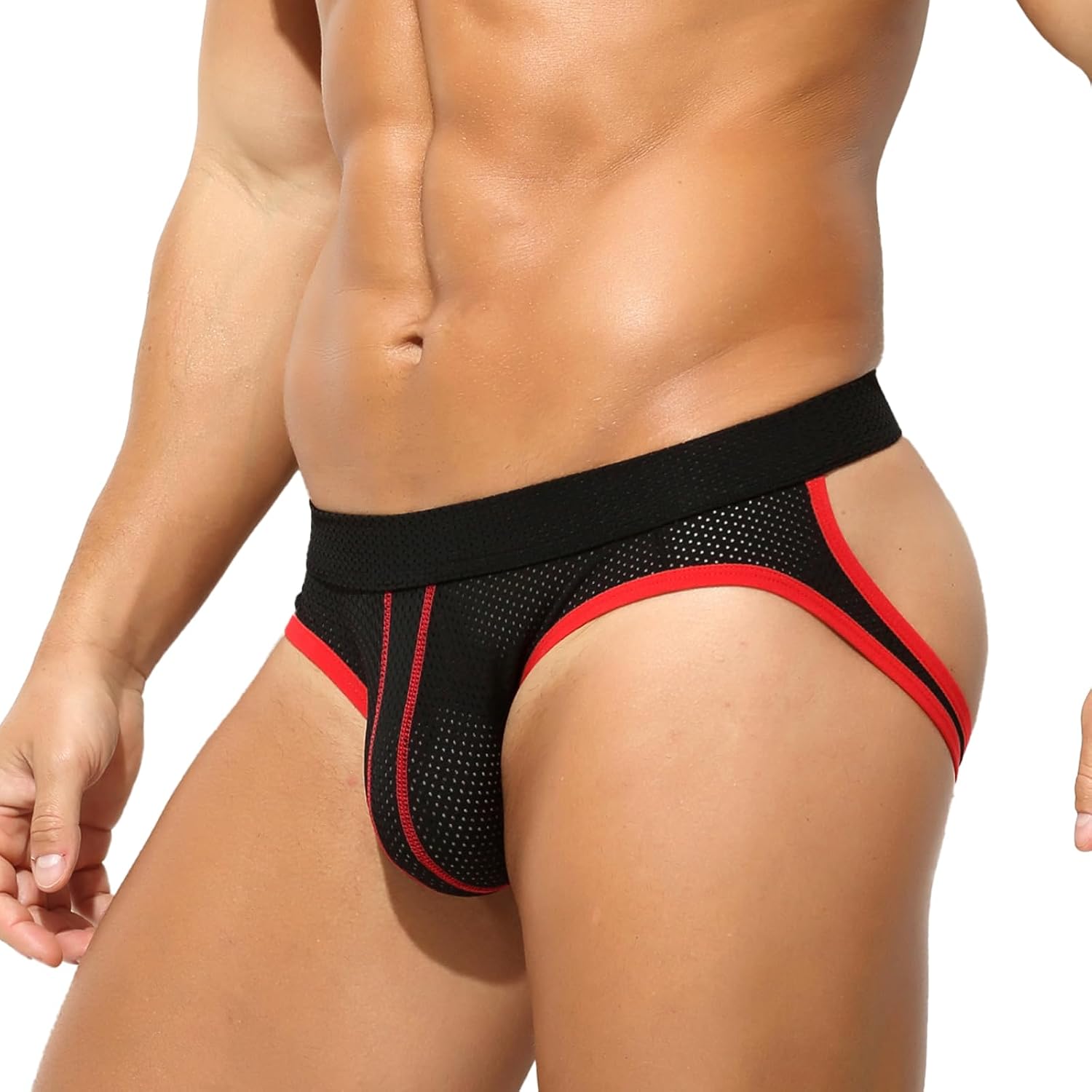 KAREN SPACE Men's Jock Strap Sexy Underwear, Mens Breathable Mesh Jockstraps Athletic Supporter Sports Underwear