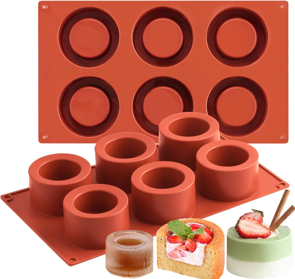 JOERSH 2Pcs Chocolate Candy Mold Silicone Round Molds for Baking Muffin Cake, Dessert, Cookie, Food Bowl, Shot Glass Ice Molds for Freezer