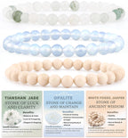 2/3-Pieces 4mm 6mm 8mm Natural Crystal Gemstone – Handmade Reiki Energy Healing Stretch Bracelets Jewelry for Yoga, Meditation, Unisex