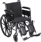 Drive Medical K318DFA-ELR Cruiser III Lightweight Folding Wheelchair with Flip Back Detachable Full Arms and Elevating Leg Rest (Black, 18 Inch, 39lbs)
