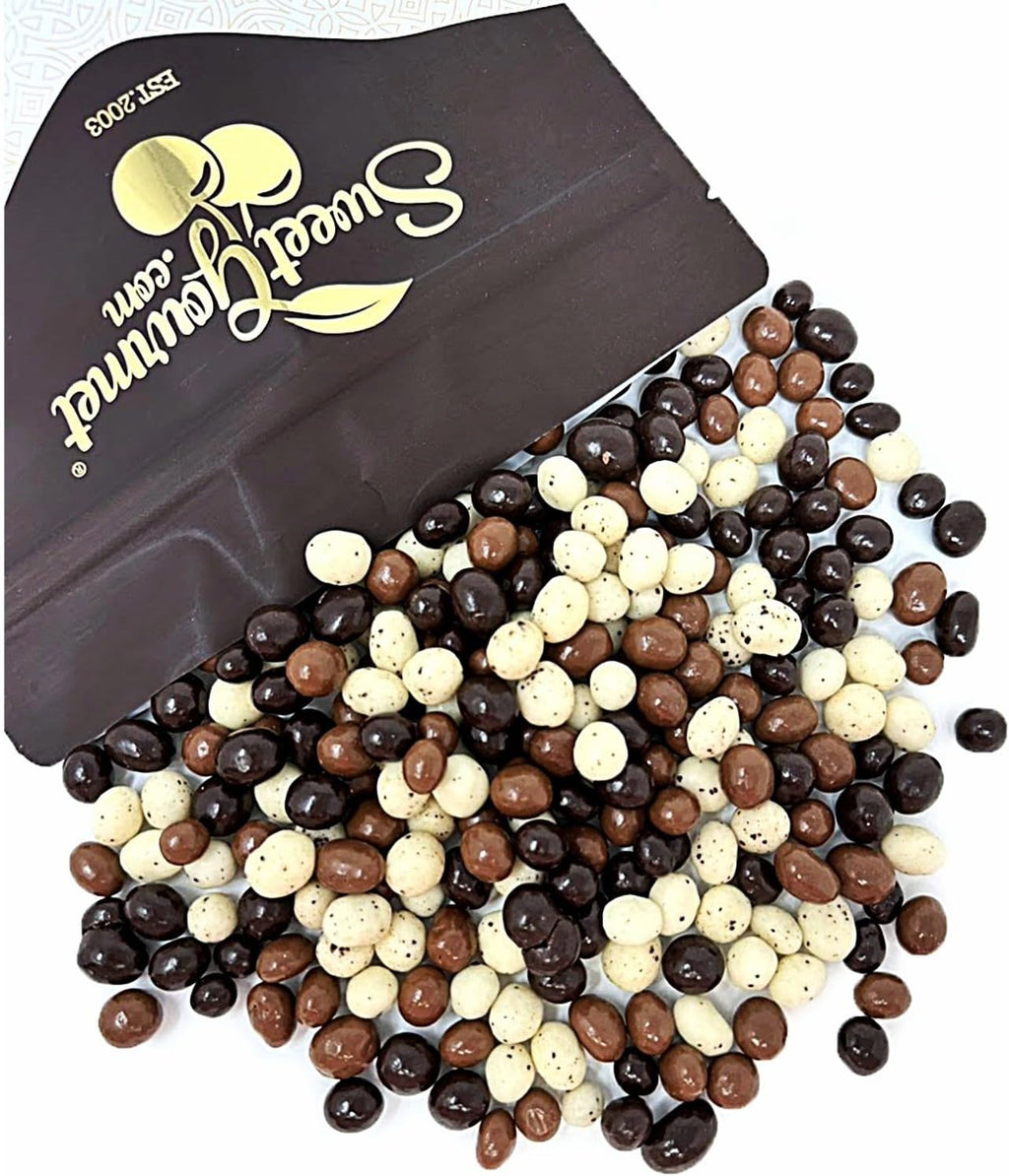 SweetGourmet Chocolate Covered Espresso Beans Blend | White Milk Dark Chocolate | 1 Pound
