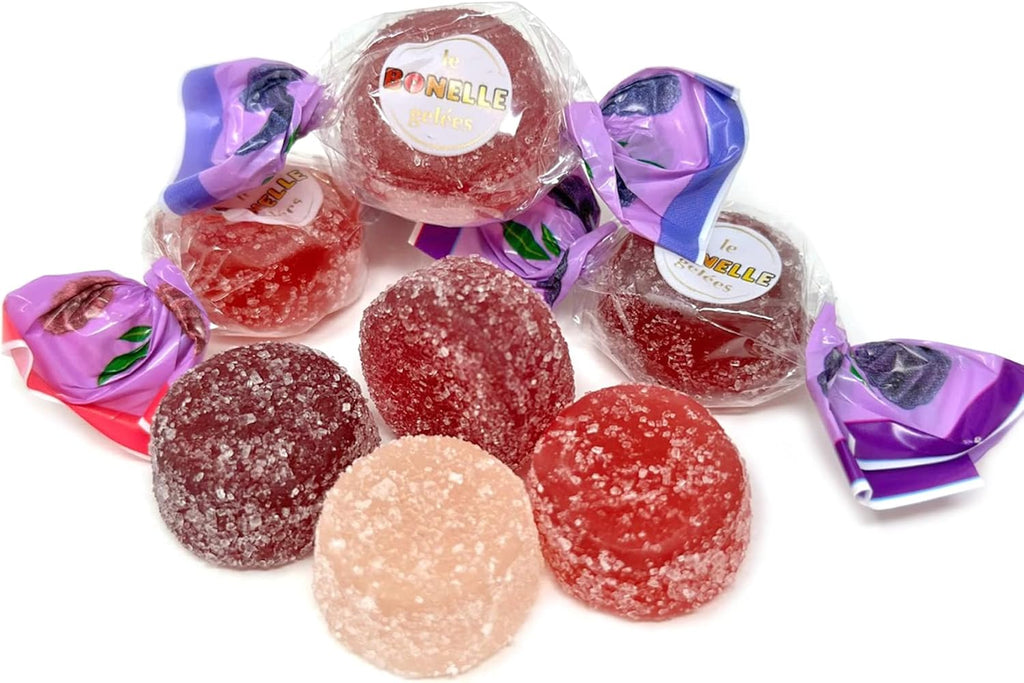 SweetGourmet Forest Berries Bonelle Jellies, Soft Fruit Jelly Candy, Blackberry Gooseberry Blueberry Raspberry, Wrapped, Vegan, 1 Pound
