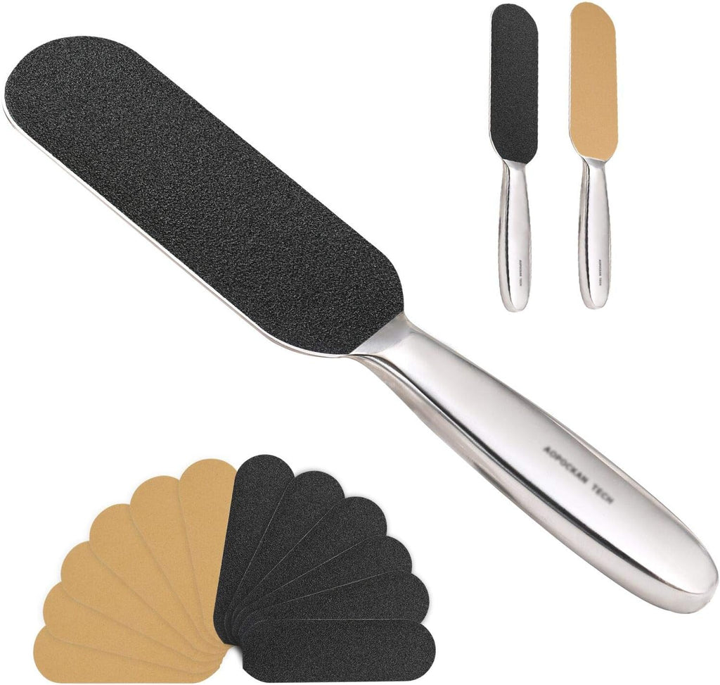 Professional Pedicure Foot File,Coarse/Fine Double Side and Reusable Stainless Steel Cracked Skin Corns Callus Remover Feet Rasp