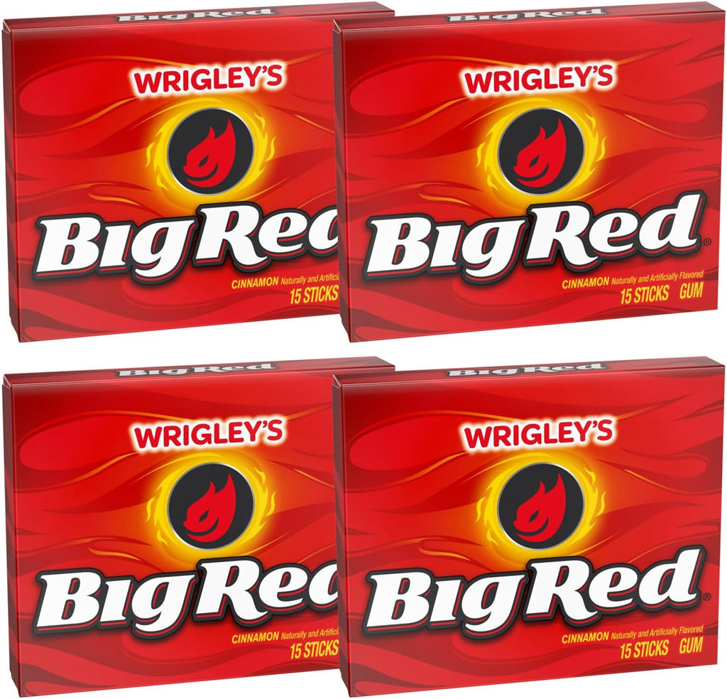 Wrigley Cinnamon Chewing Gum, 15 Stick (Pack of 4), 60 Gum Pieces, Cinnamon Gum