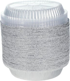 40pack 9" Round Aluminum Foil Pans with Clear Lids | Disposable Containers with Straight Walls for Storing, Baking,Heavy duty, Standard Size
