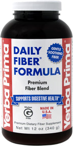 Yerba Prima Daily Fiber Formula Powder - 12 oz - Digestive Support Supplement - Soluble & Insoluble Dietary Fiber Supplement - Vegan, Non-GMO, Gluten-Free