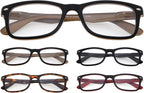 Eyekepper 5 Pack Classic Reading Glasses for Women Men Vintage Readers with Spring Hinges +4.00