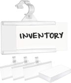 Pack of 100 - Plastic Wire Shelf Label Holder, Sign and Ticket Holder, Easy Clip Design with Tight Snap Lock Closure. Height, 1-1/4" X Width, 3" | "100 Label Inserts Included"