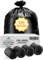 200 Count Heavy Duty Black Trash Bags 30-33 Gallon, 32 x 38 Inch Large Garbage Bags, 18 Micron Thick Strong Leak-Resistant Tall Kitchen & Outdoor Garbage Bags for Home, Kitchen, Office, Lawn
