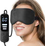 Ezona Heated Eye Mask, Warm Eye Compress Mask, USB Electric Eye Heating Pad with Temperature & Timer Control, Dry Eye Mask for Dry Eyes Blepharitis Sinus Migraine Stye MGD Puffiness Black
